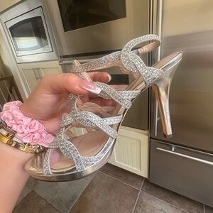 Elegant Silver Strappy Heels